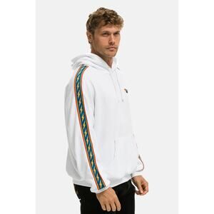 White Aviator Nation Embroidered Lighting Bolt Hooded Pullover Preppy- Large